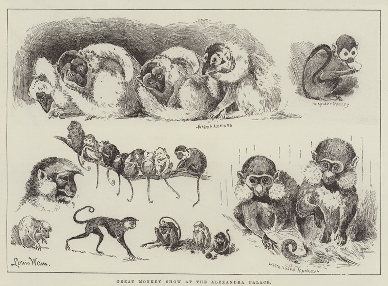 Grote Aap Show in het Alexandra Palace door Louis Wain