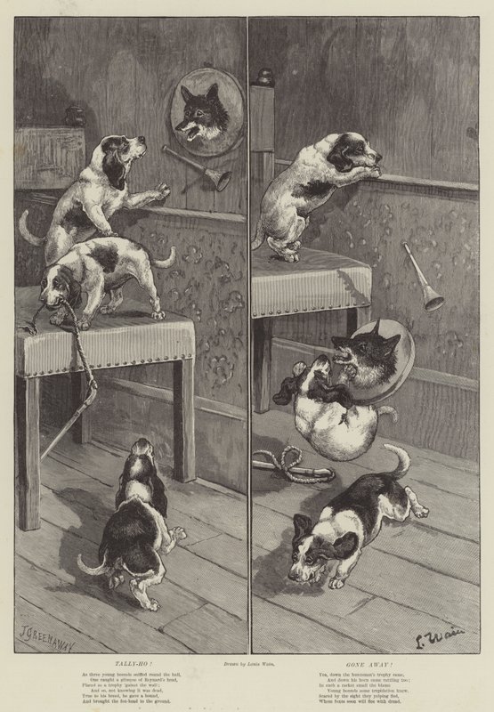 Tally-Ho! Weg! door Louis Wain