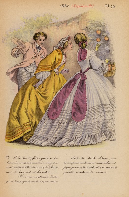 Franse mode: 1860, Napoleon III (kleur litho) door Louis Colas