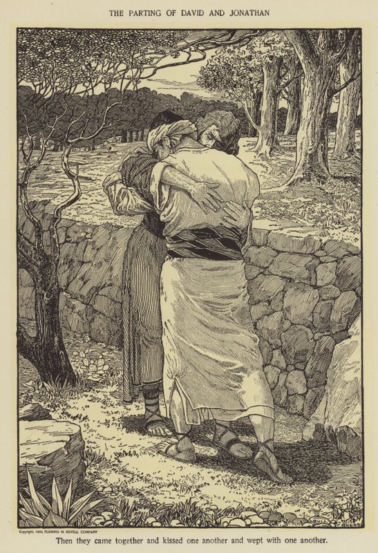 Het afscheid van David en Jonathan door Louis John Rhead