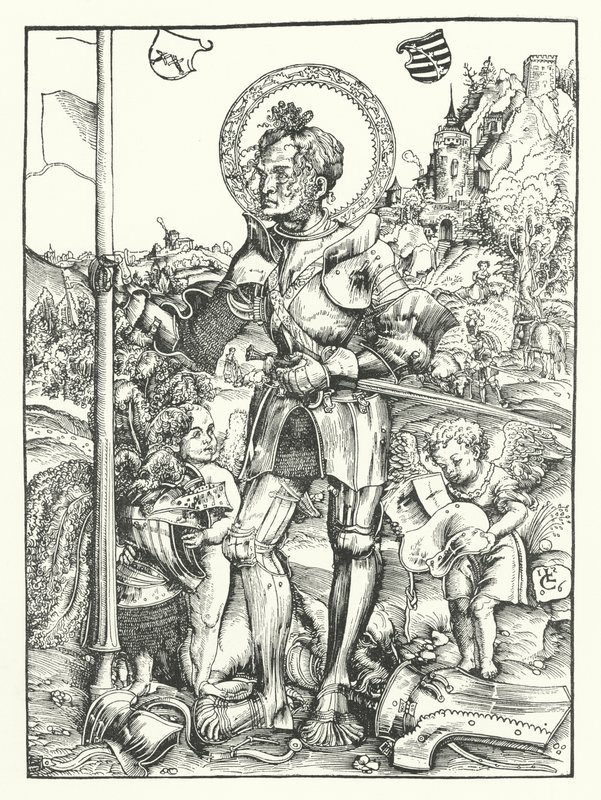 Sint Joris (gravure) door Lucas the Elder (after) Cranach