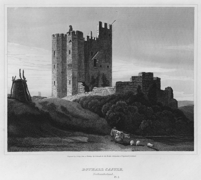 Bothall Castle, Northumberland (gravure) door Luke (after) Clennell
