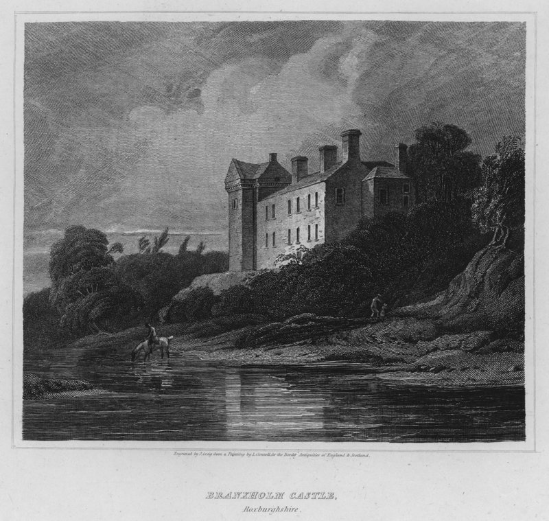 Branxholm Castle, Roxburghshire (gravure) door Luke (after) Clennell