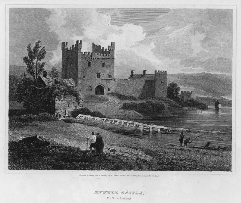 Bywell Castle, Northumberland (gravure) door Luke (after) Clennell