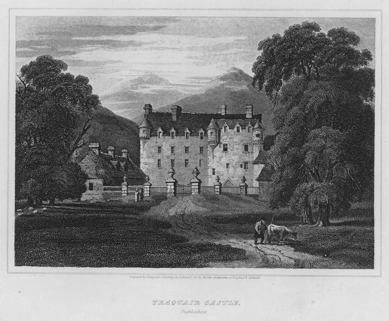 Traquair Kasteel, Peeblesshire door Luke (after) Clennell