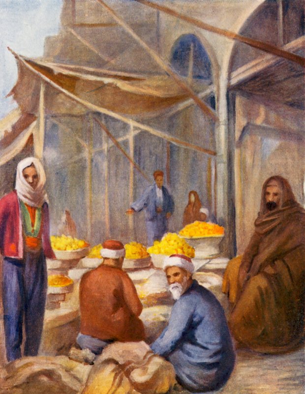 In de Fruitbazaar, Damascus door Margaret Thomas
