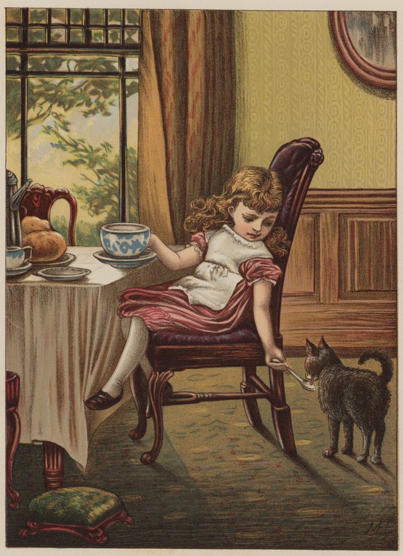 Meisje met zwarte kat door Mary Ellen Edwards
