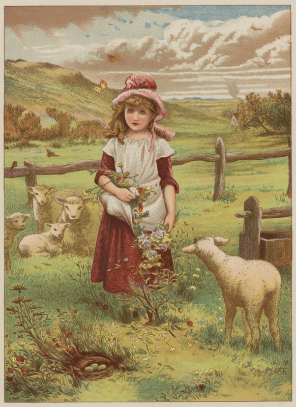 Meisje met lentelam door Mary Ellen Edwards