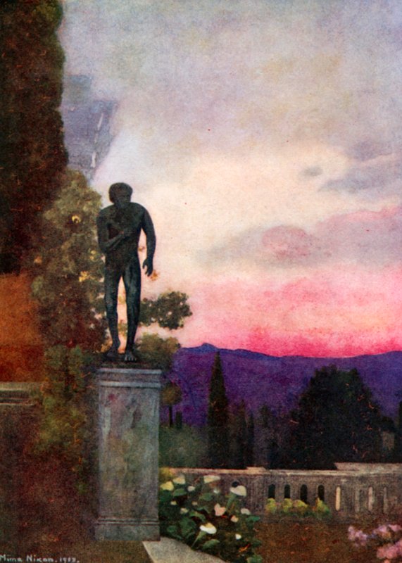Zonsondergang, het Achilleion, Corfu door Mima Nixon