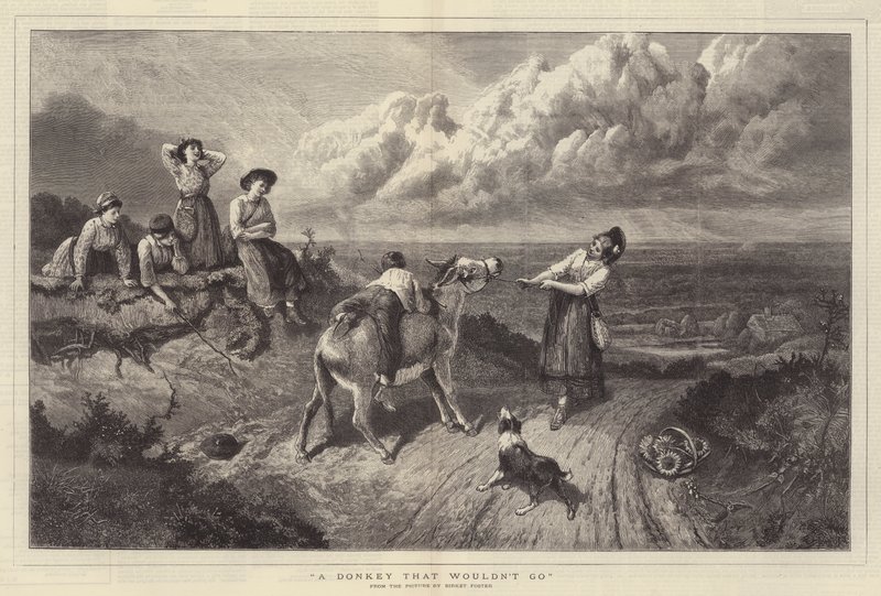 Een Ezel die niet wilde gaan door Myles Birket Foster