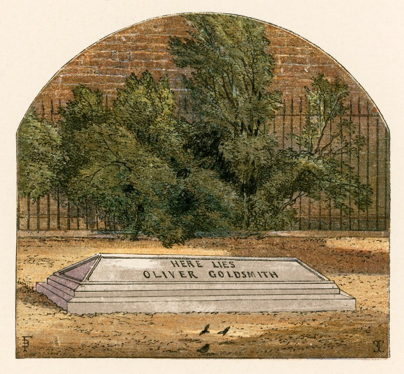 Hier ligt Oliver Goldsmith door Myles Birket Foster