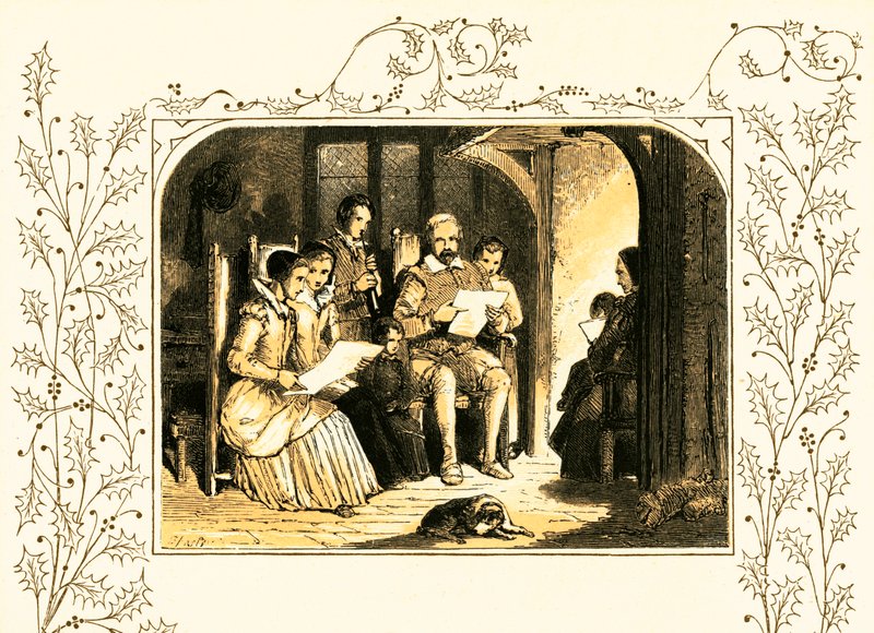 Kerstliederen zingen door Myles Birket Foster