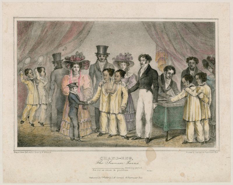 Chang-Eng, de Siamese tweeling, 1829 door Nathaniel Whittock