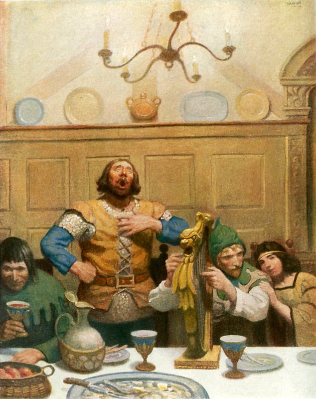 Kleine John zingt op het banket door Newell Convers Wyeth