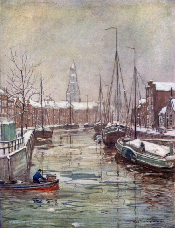 Een Groningse gracht in de vroege winter door Nico Jungman