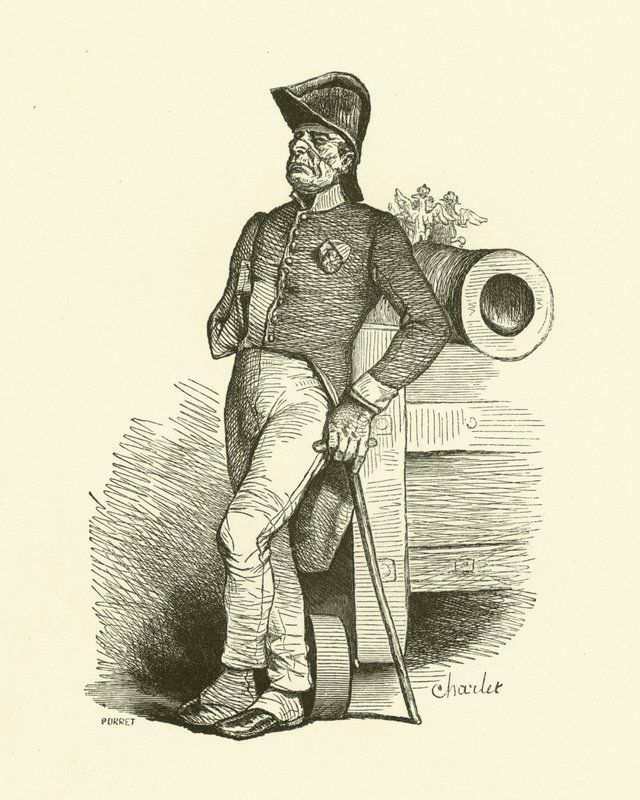 De Pensioengerechtigde (gravure) door Nicolas Toussaint (after) Charlet