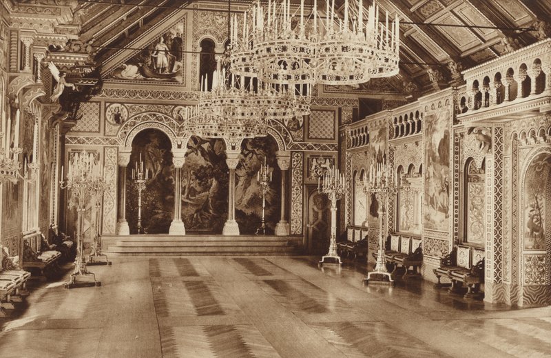 Beiers koningskasteel Neuschwanstein, de zangerszaal door Otto Ballerstedt