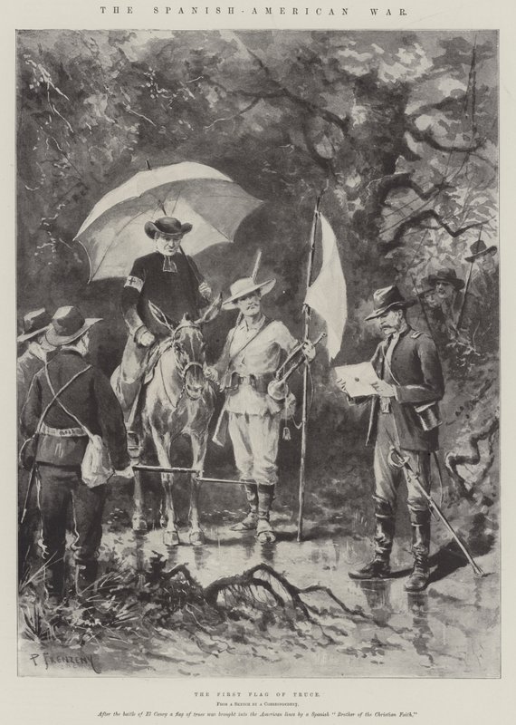 De Spaans-Amerikaanse Oorlog, de Eerste Vredesvlag door Paul Frenzeny