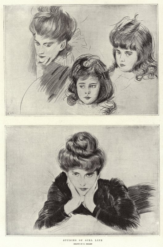 Studies van meisjesleven door Paul Cesar Helleu