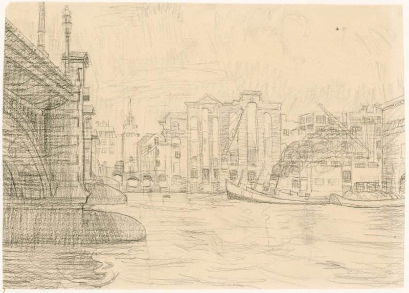 Uitgebrande pakhuizen bij Blackfriars Bridge 1941 door Peter Jackson
