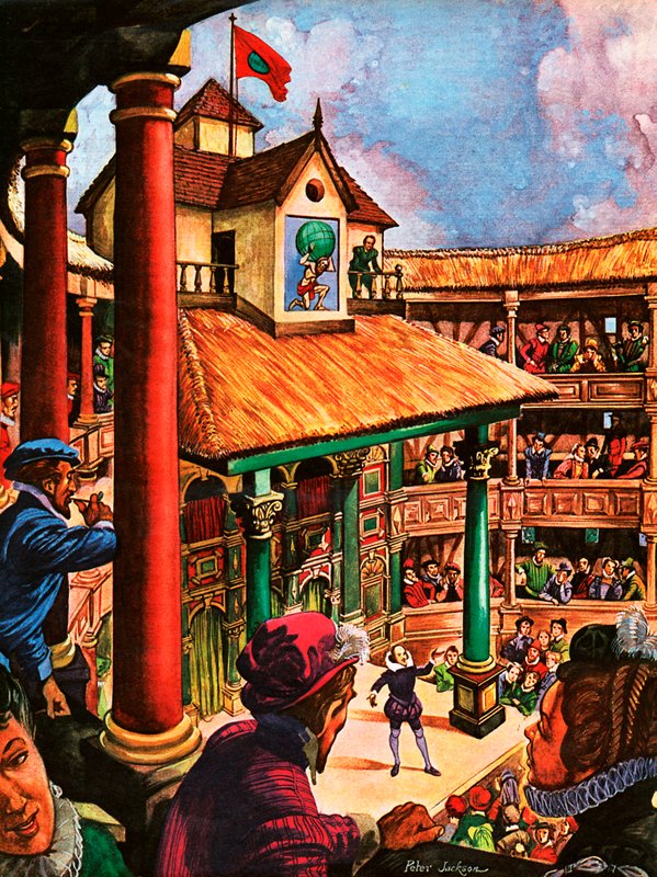 Shakespeare optredend in het Globe Theatre door Peter Jackson
