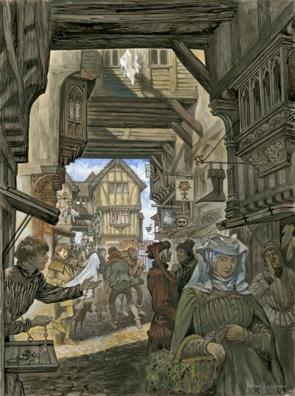 Winkelen op oude London Bridge door Peter Jackson