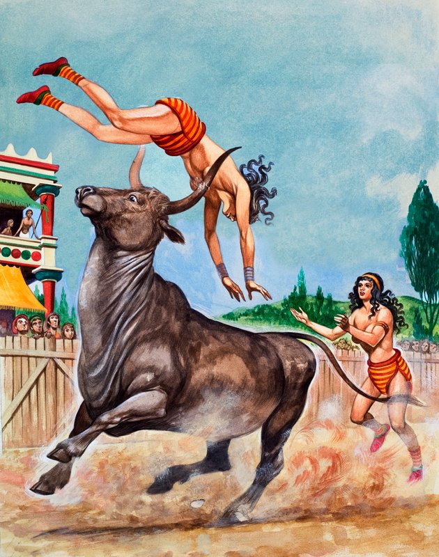 De Stierenring van Koning Minos. Minoïsche Stierspringers door Peter Jackson