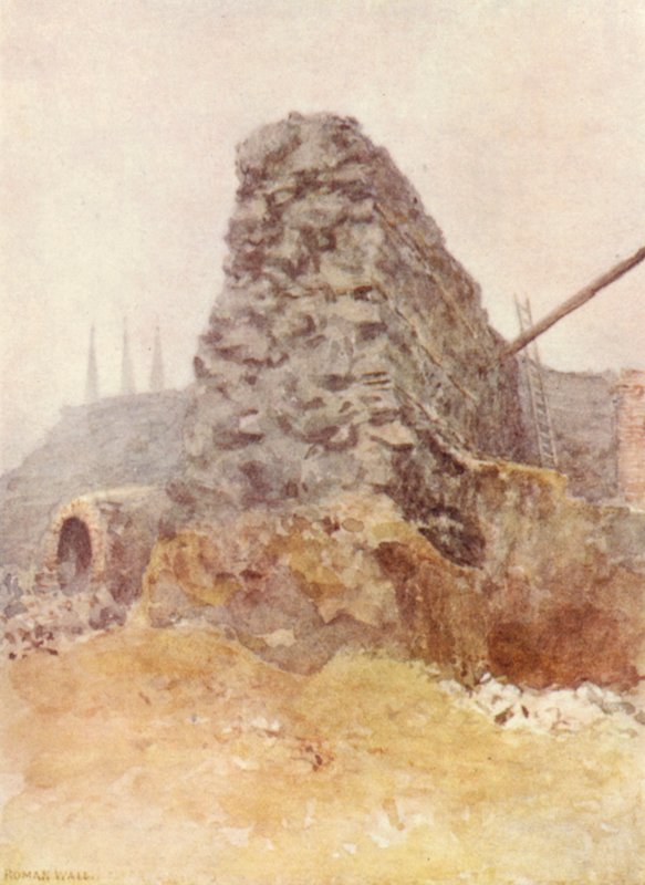 Restanten van Romeinse muur, Newgate, 1903 door Philip Norman