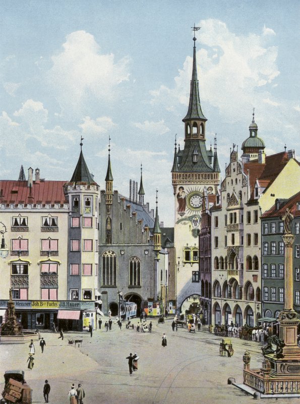 München: Marienplatz met het Oude Stadhuis door Photographer German