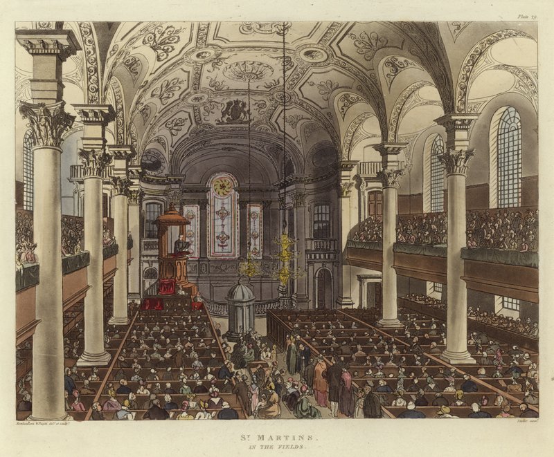 St. Martins in the Fields door Pugin and Rowlandson