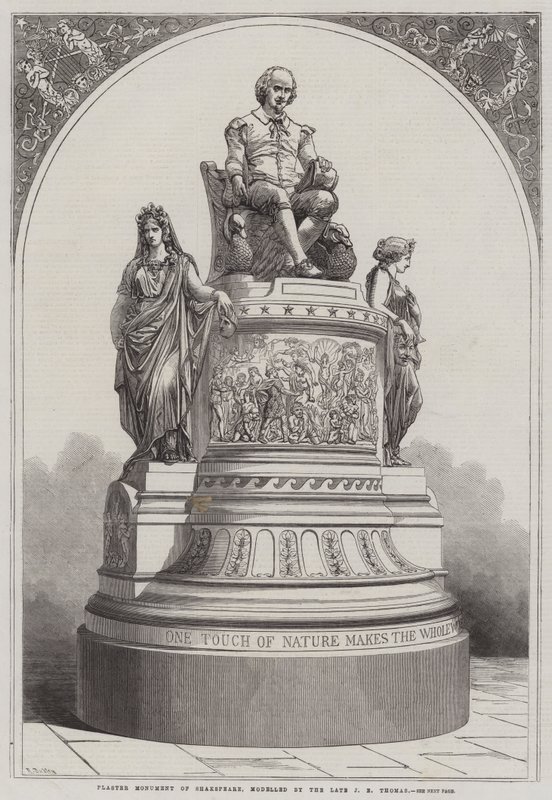 Gipsen Monument van Shakespeare, gemodelleerd door wijlen J E Thomas door R. Dudley