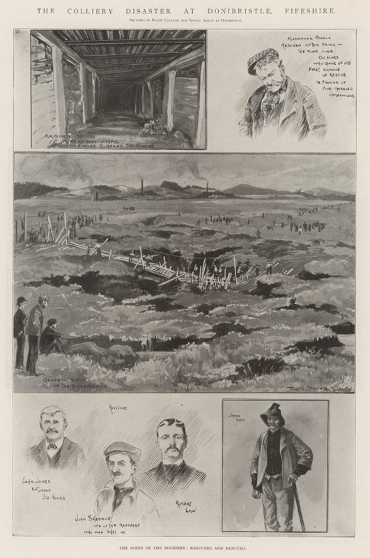 De mijnramp in Donibristle, Fifeshire door Ralph Cleaver