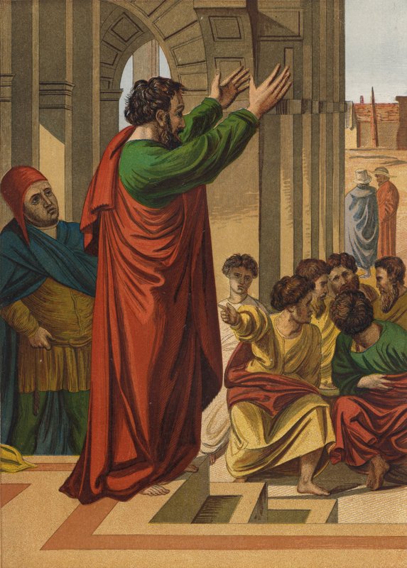 Paulus predikt in Athene door after Raphael