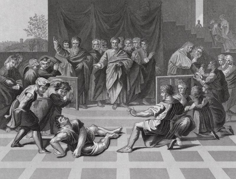 De dood van Ananias door Raphael (1483 1520) (after)