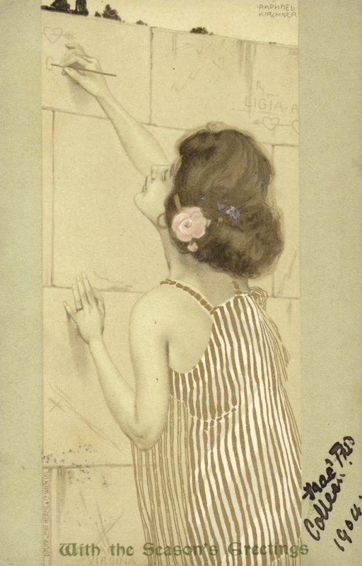 Meisje schrijft op een muur door Raphael Kirchner