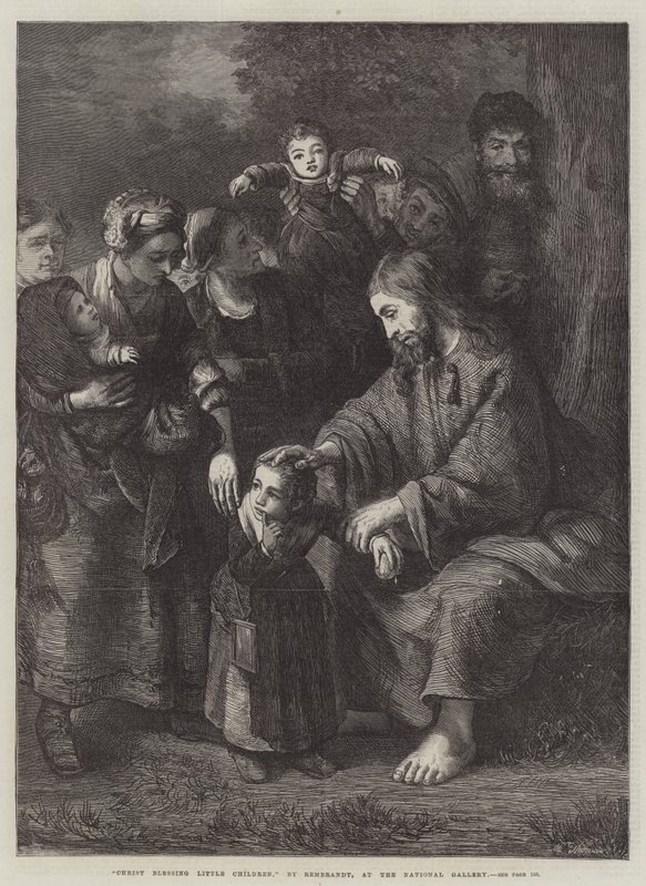 Christus zegent Kleine Kinderen door Rembrandt van Rijn