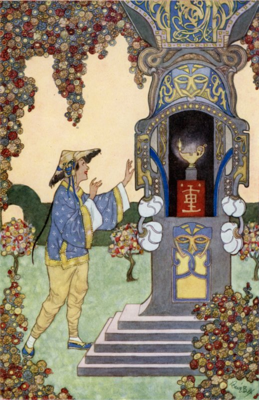 Aladdin vindt de lamp door René Bull