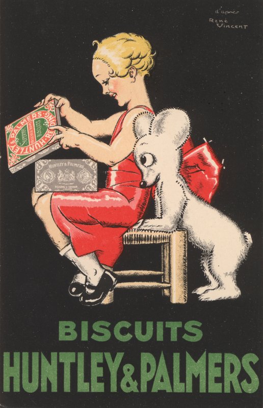 Advertentie voor Huntley & Palmers biscuits door Rene Vincent