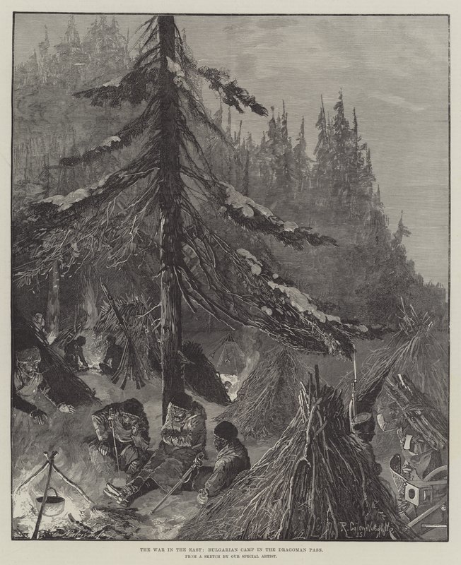 De oorlog in het oosten, Bulgaars kamp in de Dragoman Pass door Richard Caton Woodville junior
