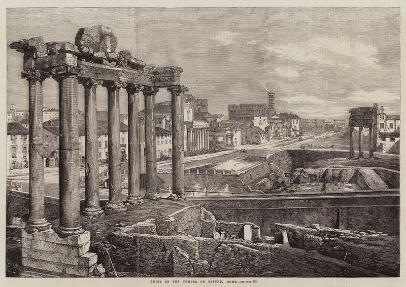 Ruïnes van de Tempel van Saturnus, Rome door Richard Principal Leitch