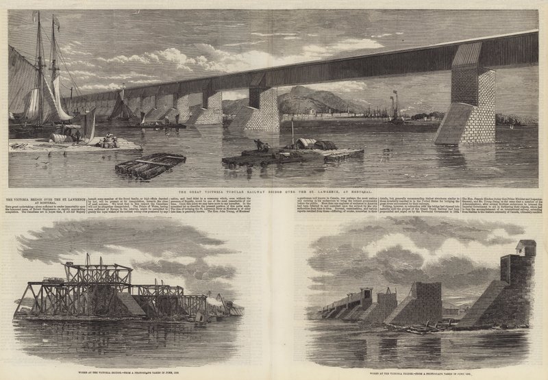 De Victoria-brug over de St. Lawrence in Montreal door Richard Principal Leitch