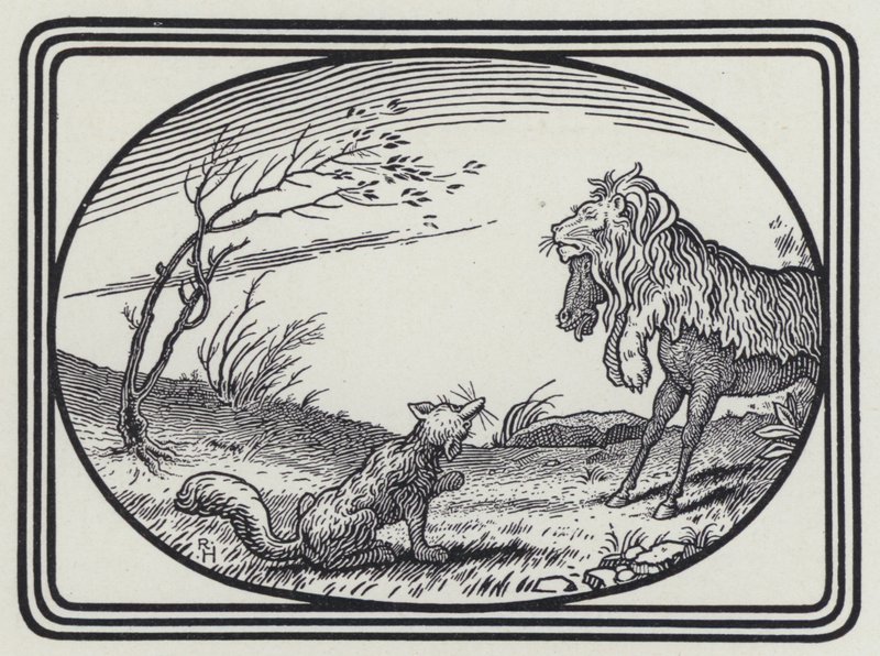 De ezel in de leeuwenhuid (gravure) door Richard Heighway