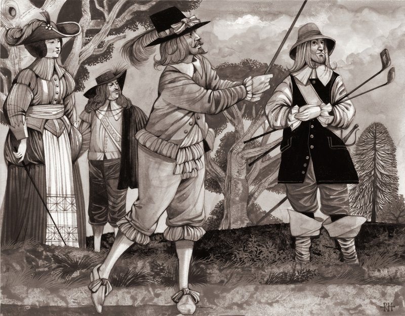 Golf, het koninklijke spel (gouache op papier) door Richard Hook