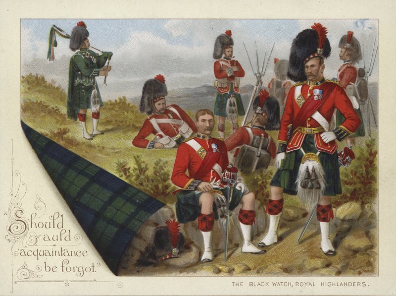 The Black Watch, Royal Highlanders (chromolitho) door Richard Simkin
