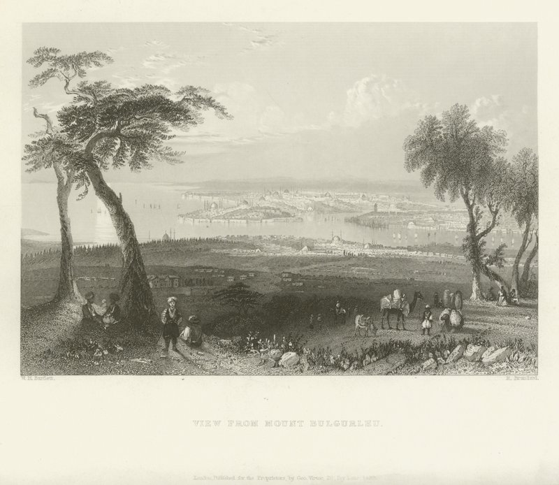 Uitzicht vanaf de berg Bulgurlhu, Turkije, 1839 door Robert Brandard