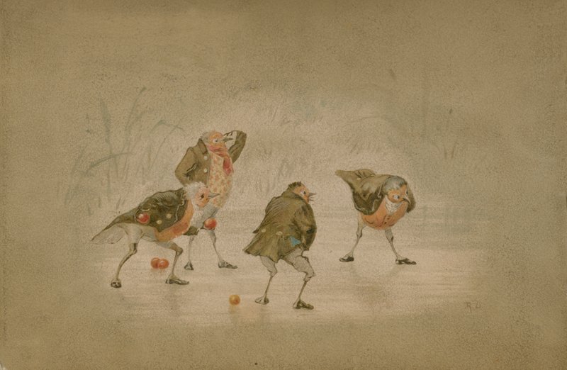 Illustratie voor The Twigs of Kerstmis in Ruddock Hall door Robert Dudley