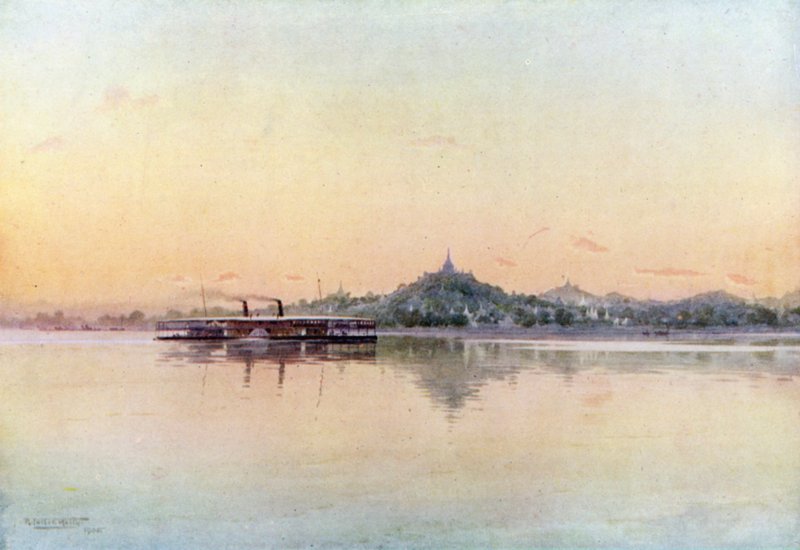 Express Stoomboot passeert Sagaing door Robert George Talbot Kelly