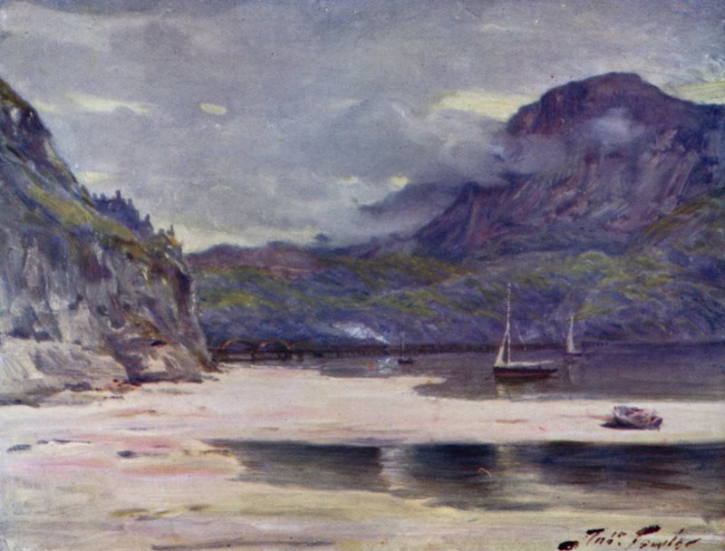 Barmouth Brug (kleur litho) door Robert (after) Fowler