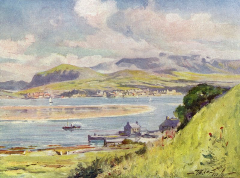 Carnarvon, vanaf Anglesey door Robert (after) Fowler