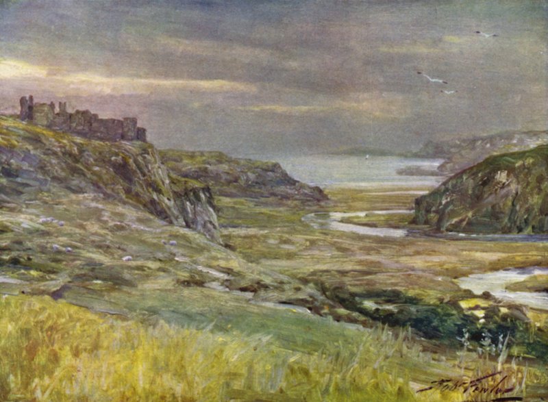 Pennard Castle, Glamorganshire (kleur litho) door Robert (after) Fowler
